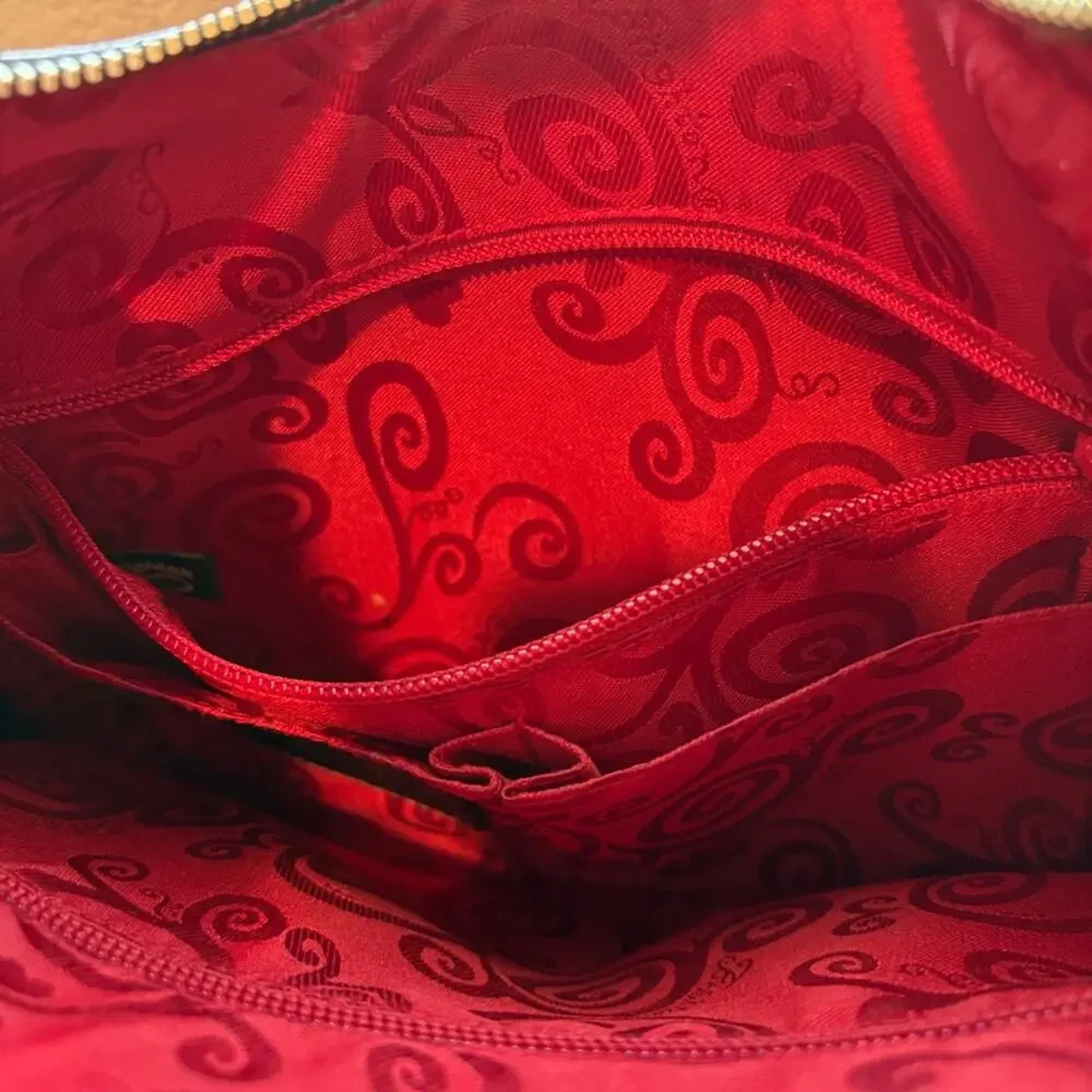 Brighton Leather Vintage Hobo Bag Satchel Large Scallop Trim Heart Charm Y2K